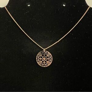 Rose Gold Filigree Style Pendant Necklace